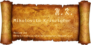 Mikolovits Krisztofer névjegykártya